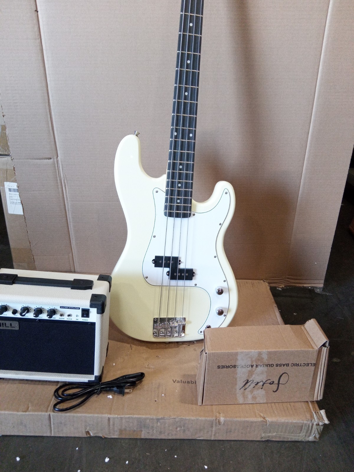 Open Box yellow Electric bass Guitar SET 4 string 1ZY2109G0301145217