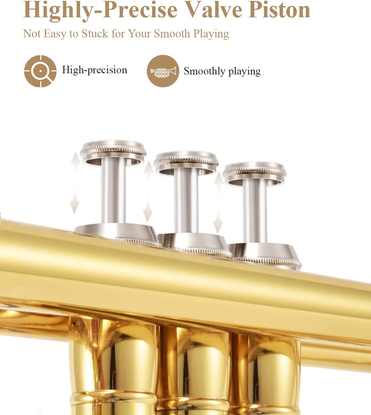 Eastar ETR-380 Bb Standard Trumpet Set for Beginners Kids Student Gold Case