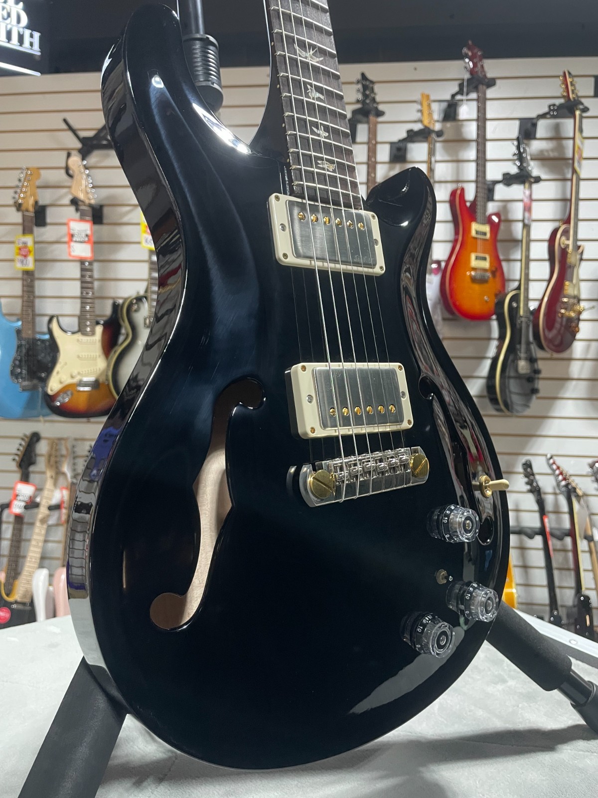 PRS Hollowbody II Piezo Electric Guitar – Custom Color Piano Black w/OHSC & PLEK