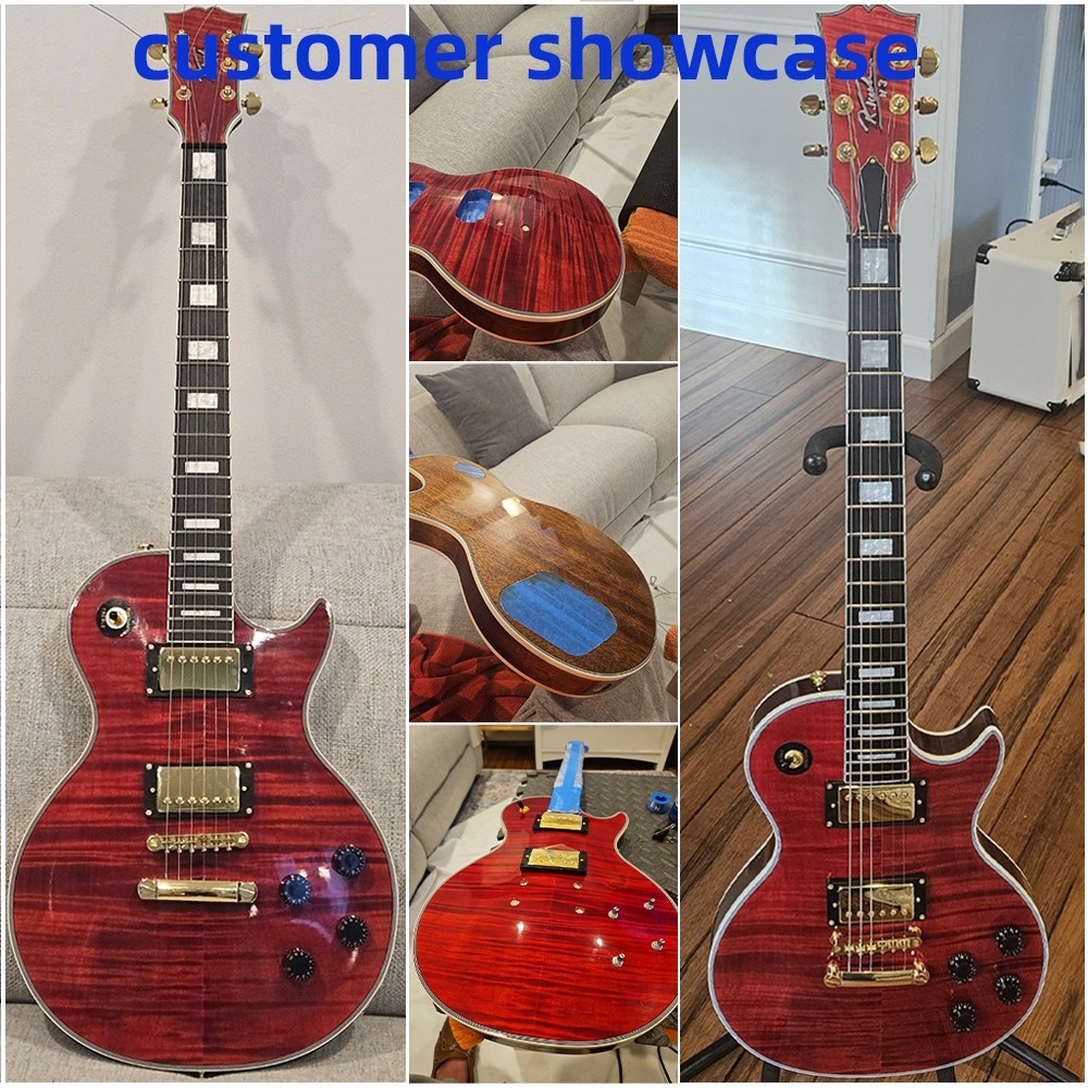 Unfinished DIY Electric Guitar Kits GD Archtop Binding Flame Maple Top FREE SHIP
