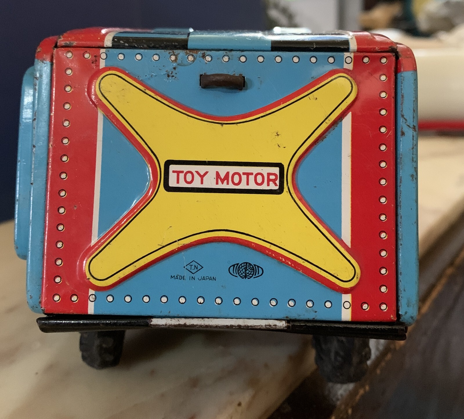 VINTAGE LARGE TIN TOY FRICTION T.n NOMURA TRUCK AUTO CARRIER TOY MOTOR JAPAN