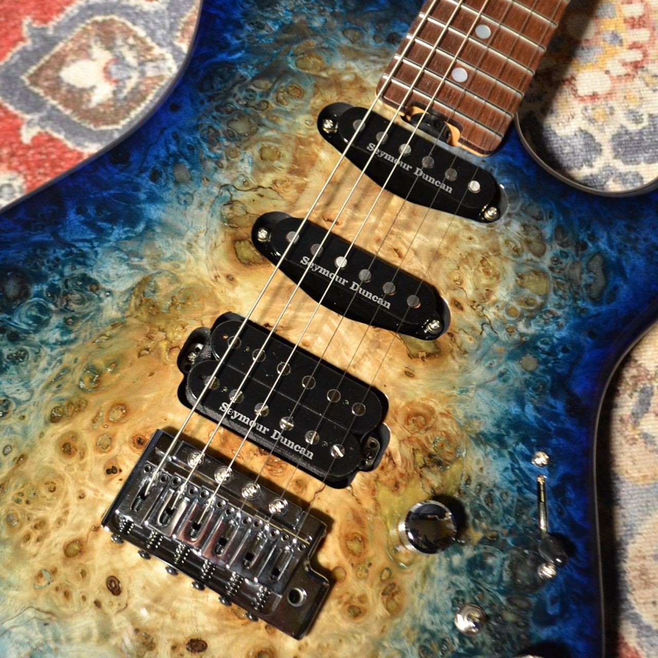 ESP SNAPPER-CTM Poplar Burl HR Nebula Blue Burst #E4911242 Free Shipping