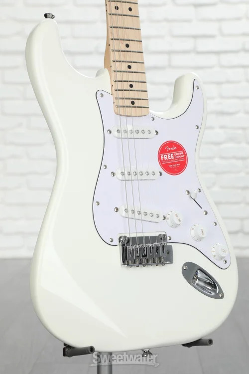 Squier Affinity Series Stratocaster Electric Guitar – Olympic White with Maple