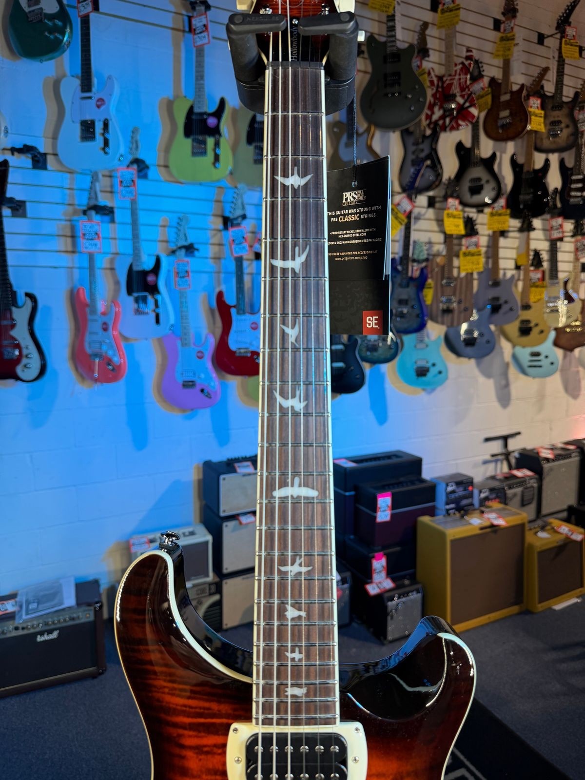 PRS SE Flat Back Hollowbody I Piezo Orange Tiger Smokeburst 465