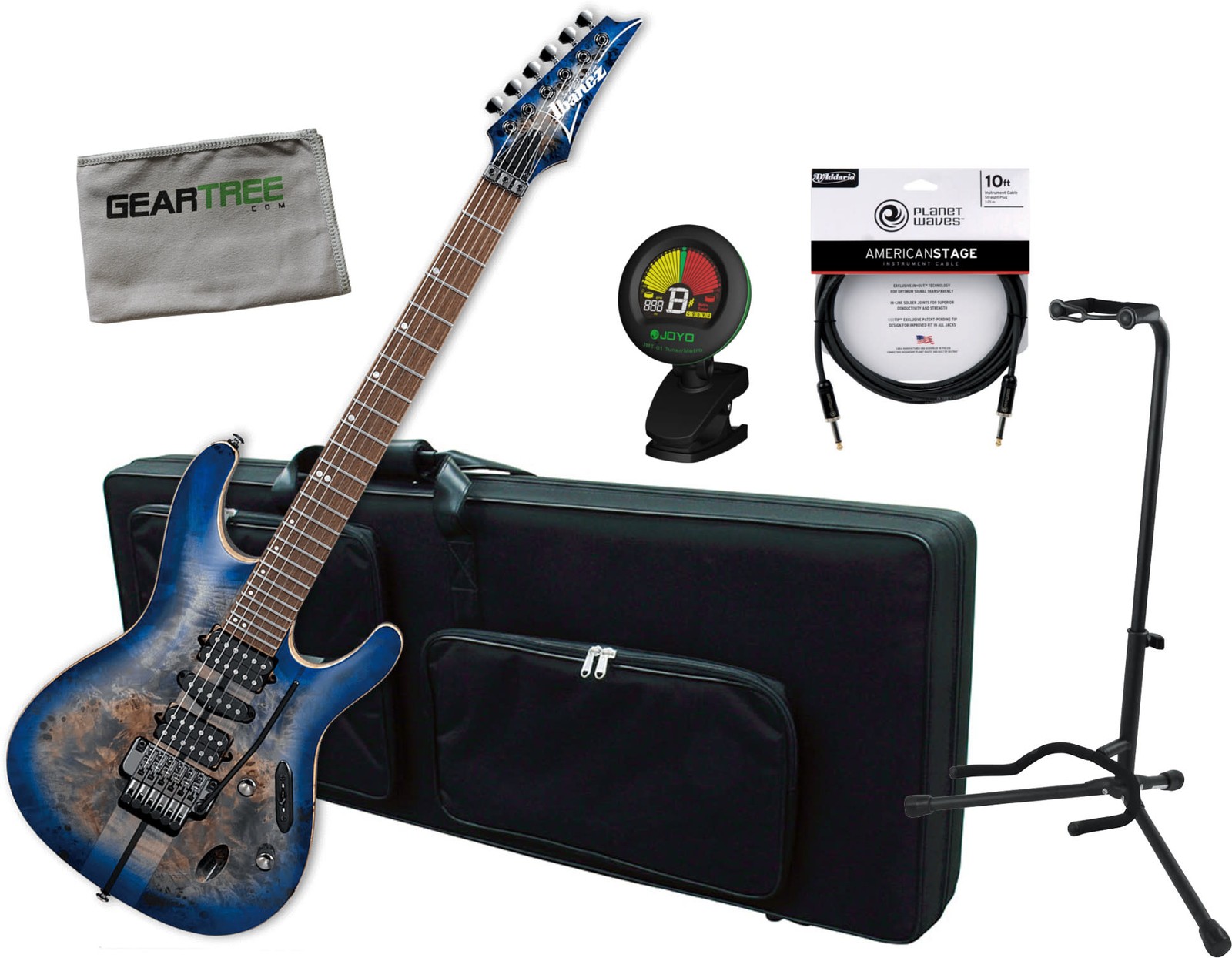 Ibanez S1070PBZ S Premium Series Electric Guitar, Cerulean Blue Burst w/ Gig Bag