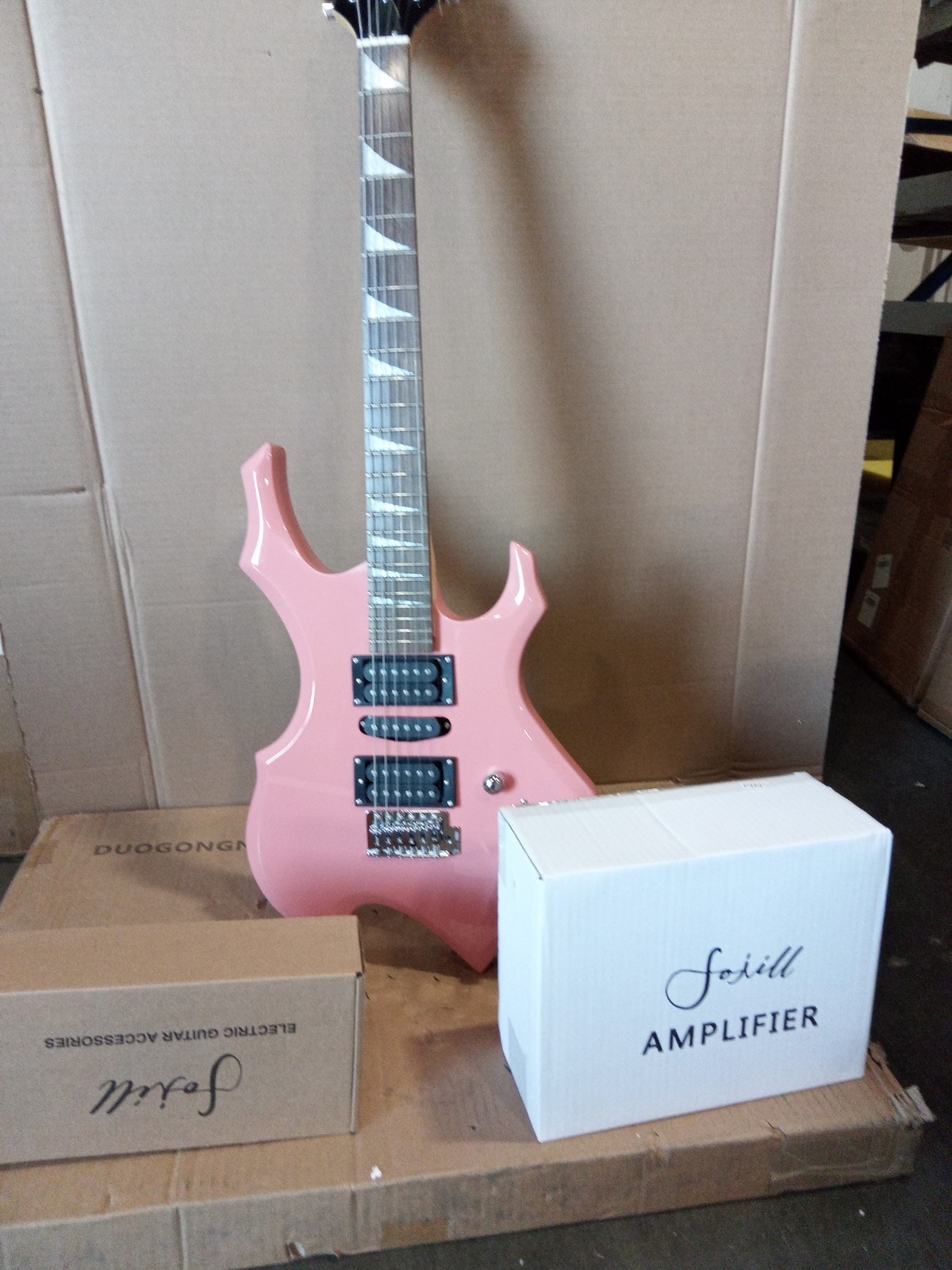 Open Box Pink Flame Electric Guitar Starter Kit with Amplifier