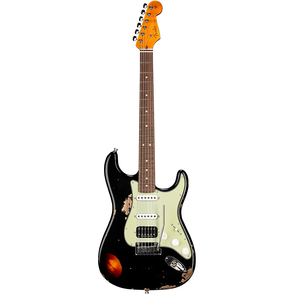 Fender CS LE Custom Deluxe HB S1 Stratocaster Relic w CC HW Guitar Blackburst