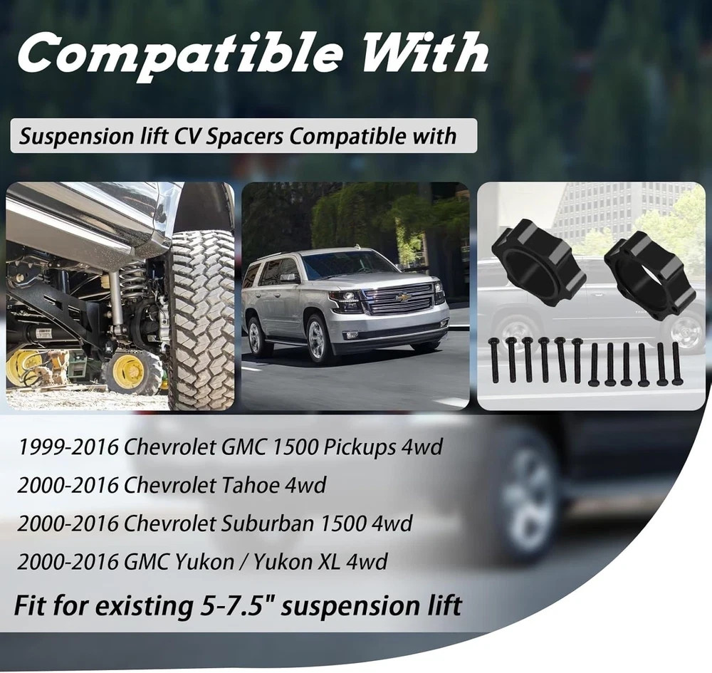 CV Spacers with Hardware Compatible with 99-16 Chevrolet GMC 1500 Pickups,00-…
