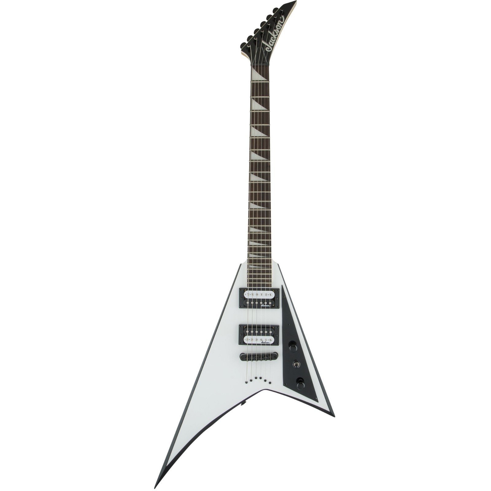 Jackson JS Series Rhoads JS32T Electric Guitar, White/Black Bevels