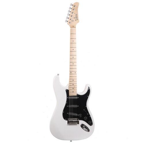Glarry White Electric Guitar +Amp+ Bag/Case+ Strap+ Connecting Wire+Spanner Tool