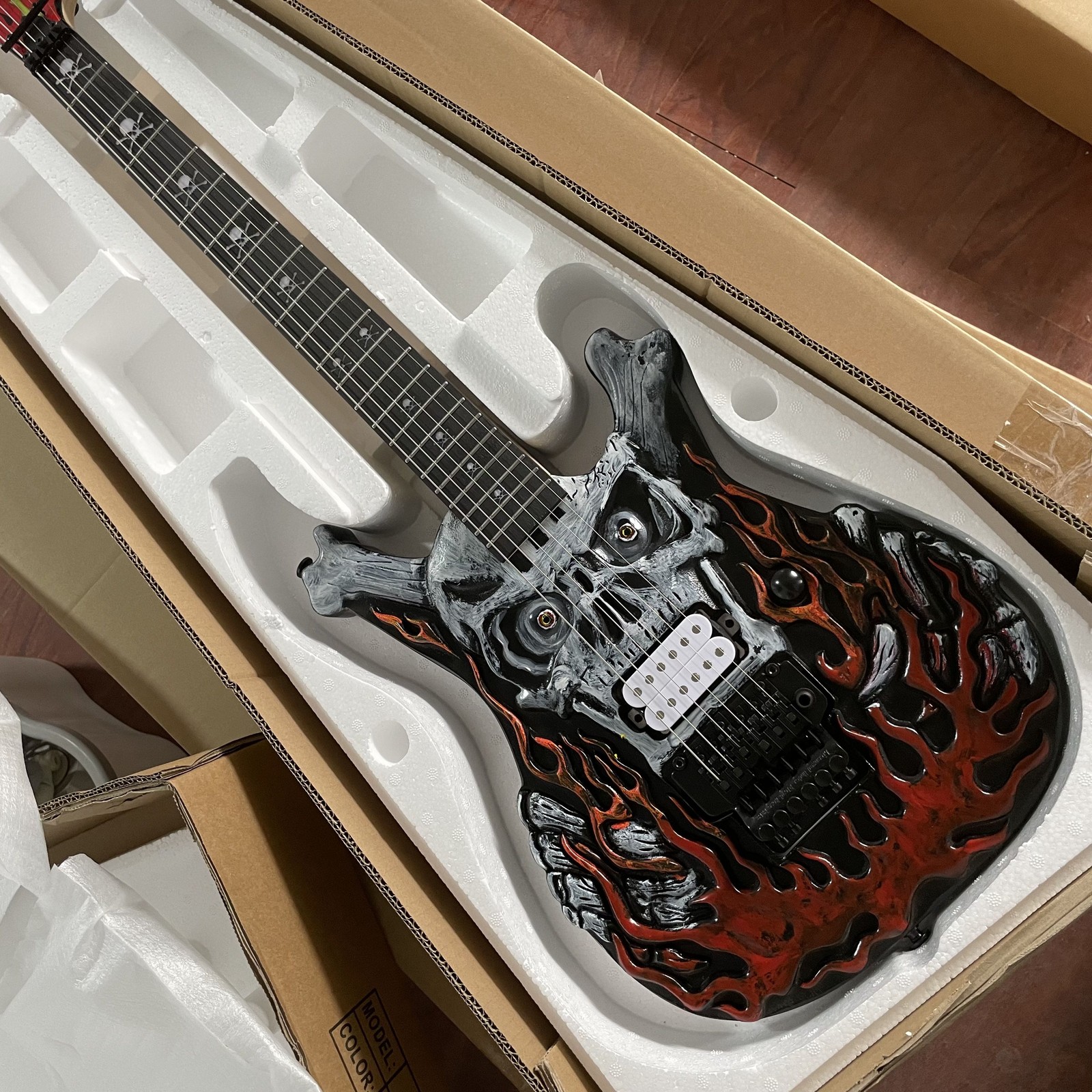 Unique Skull Skeleton Shape Electric Guitar Hardware HPL Fretboard Black