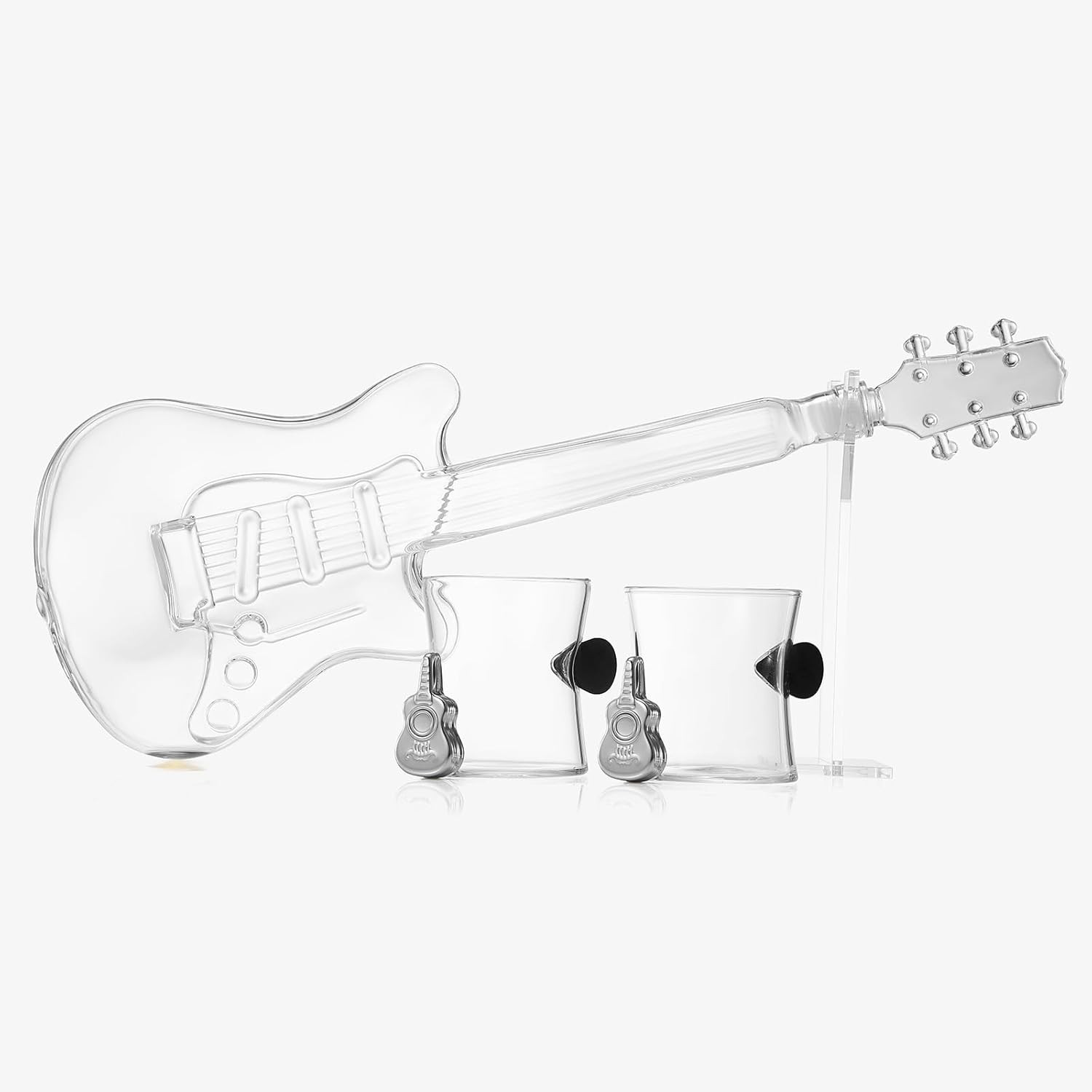 Electric Guitar Whiskey & Wine Decanter with 2 Pick Whiskey Glasses