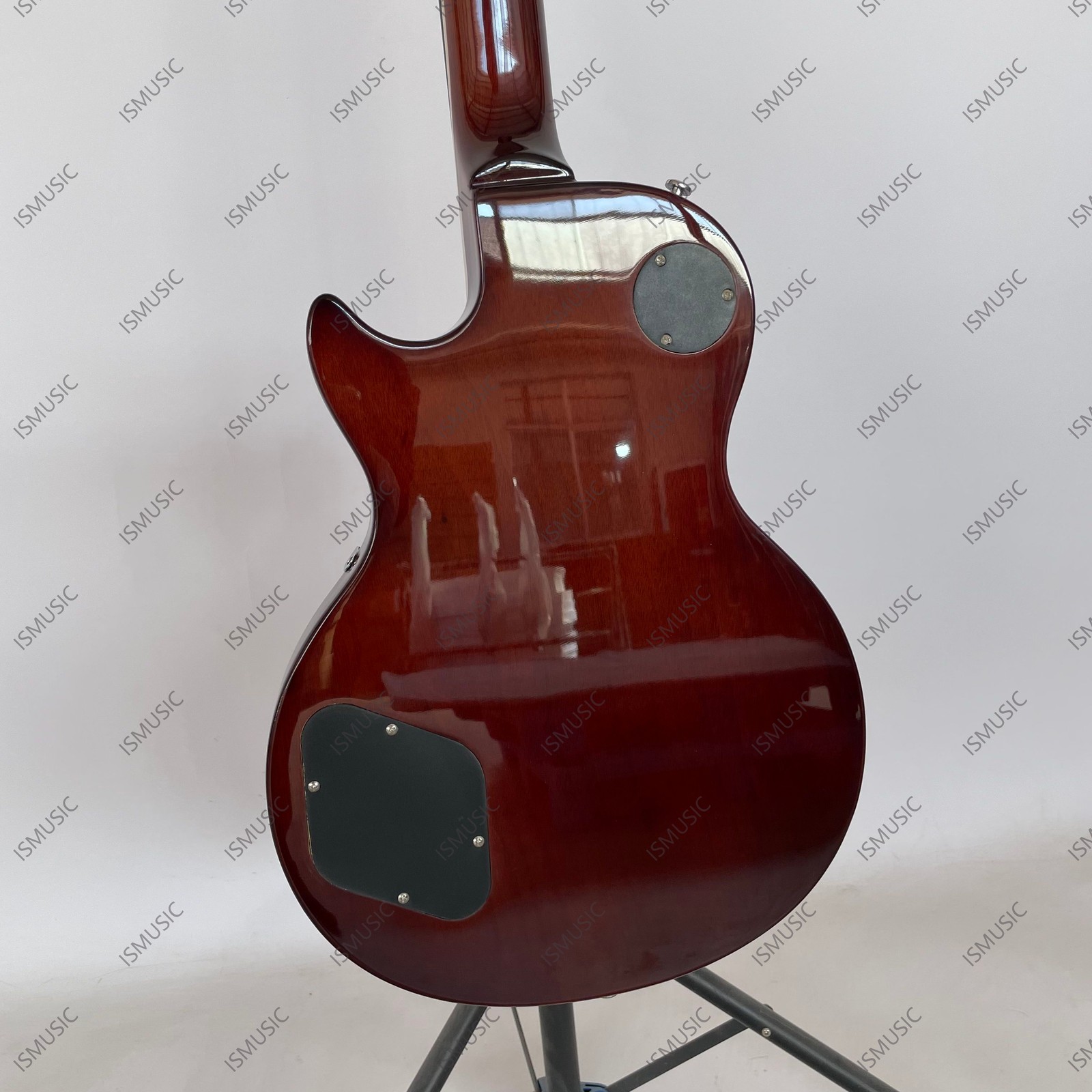 Solid Body Electric Guitar Stainless Steel Rounded Frets HH Pickups Metal Gold