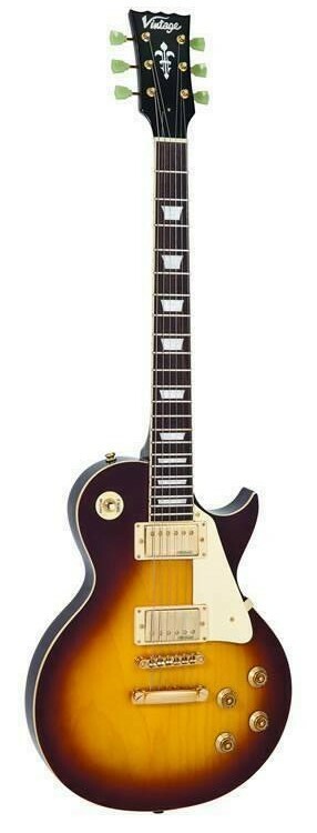 Vintage – V100-TSB – Electric Guitar Gold Hardware – Tobacco Sunburst