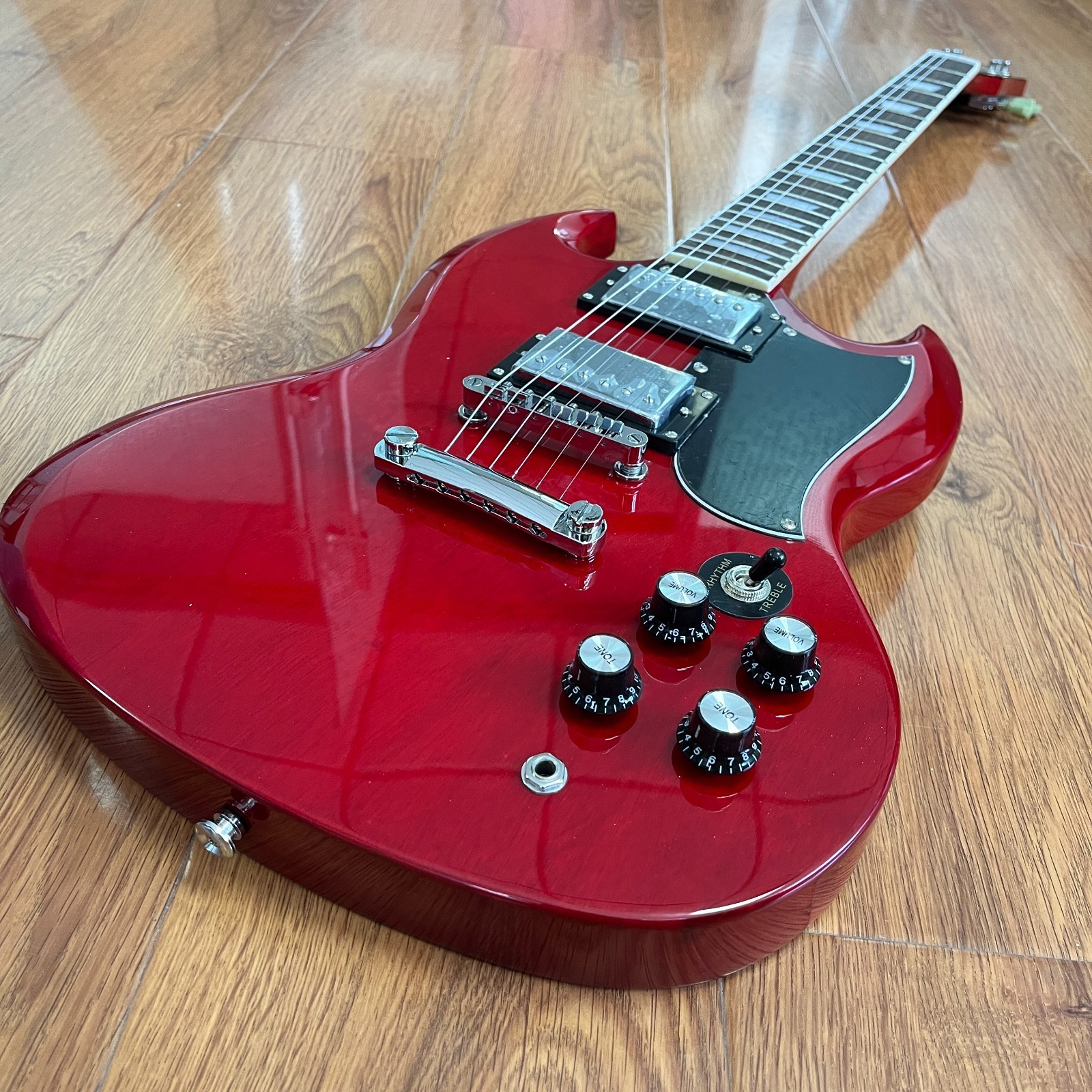 Custom Red SG Style Electric Guitar Rosewood Fingerboard Chrome Part