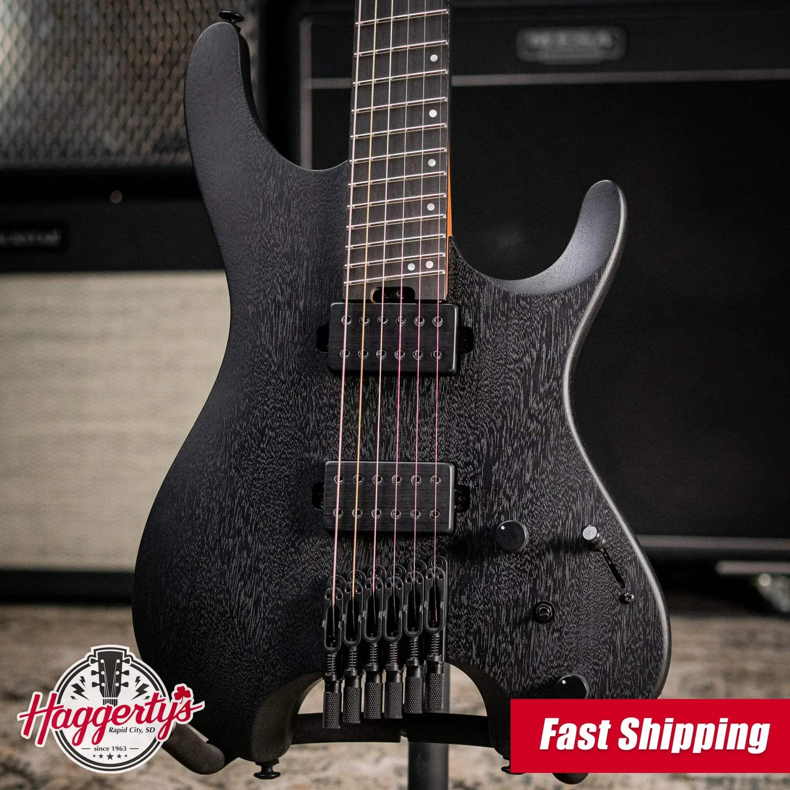 Ibanez QX52B Headless Electric Guitar – Weathered Black with Gig Bag