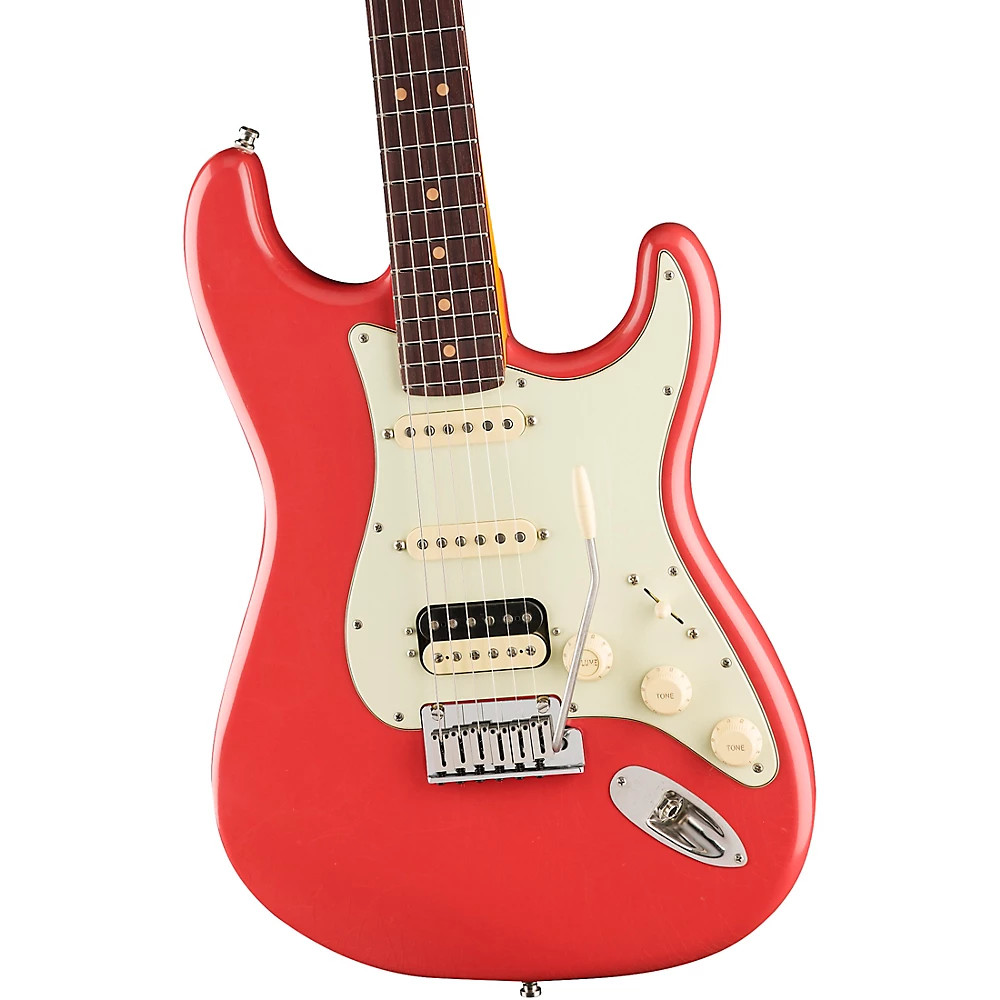 Fender American Ultra Luxe Vntg 60s Stratocaster HSS Rosewd FB Guitar Fiesta Red
