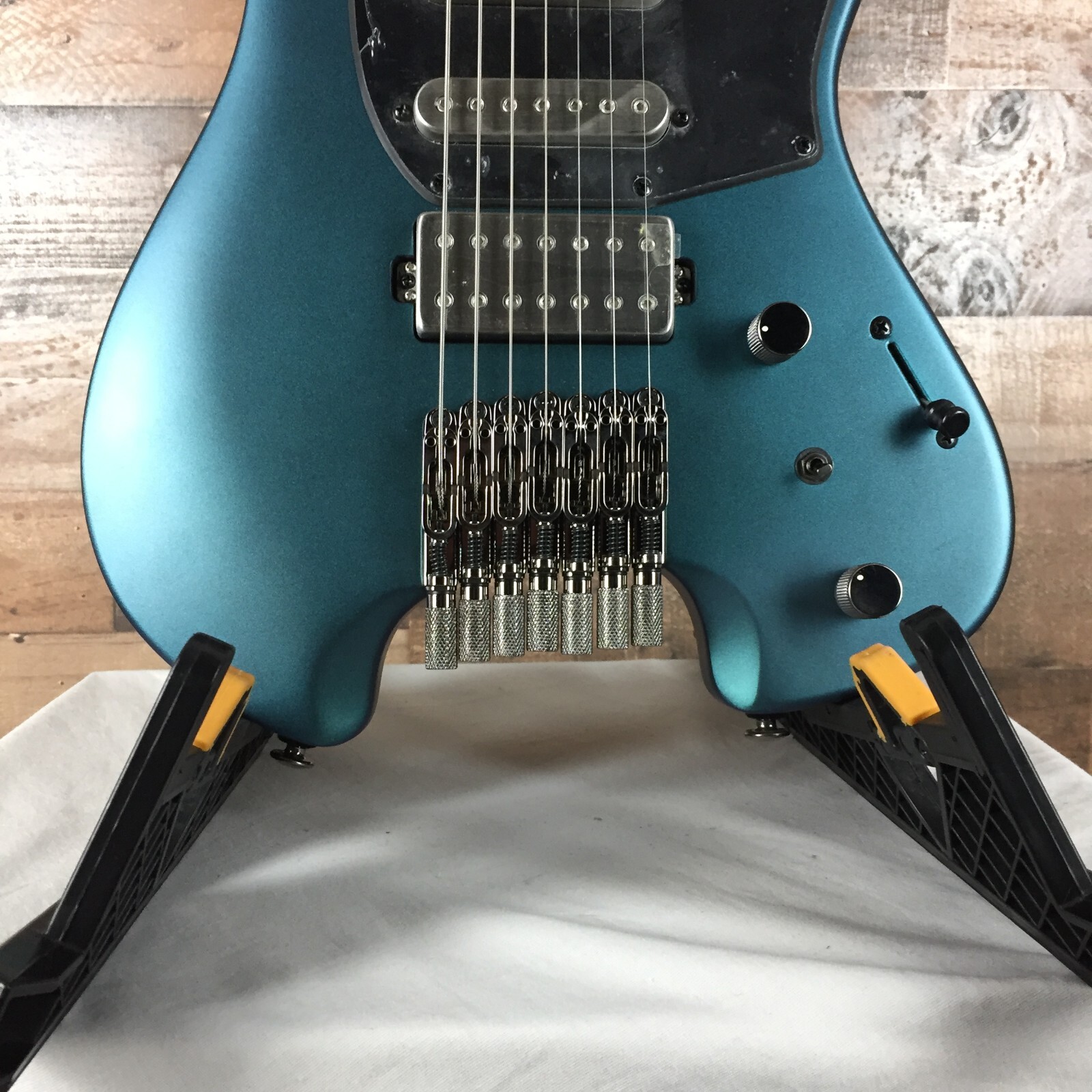 Ibanez Q547 7-String Electric Guitar, Blue Chameleon Metallic Matte, Gig Bag 083
