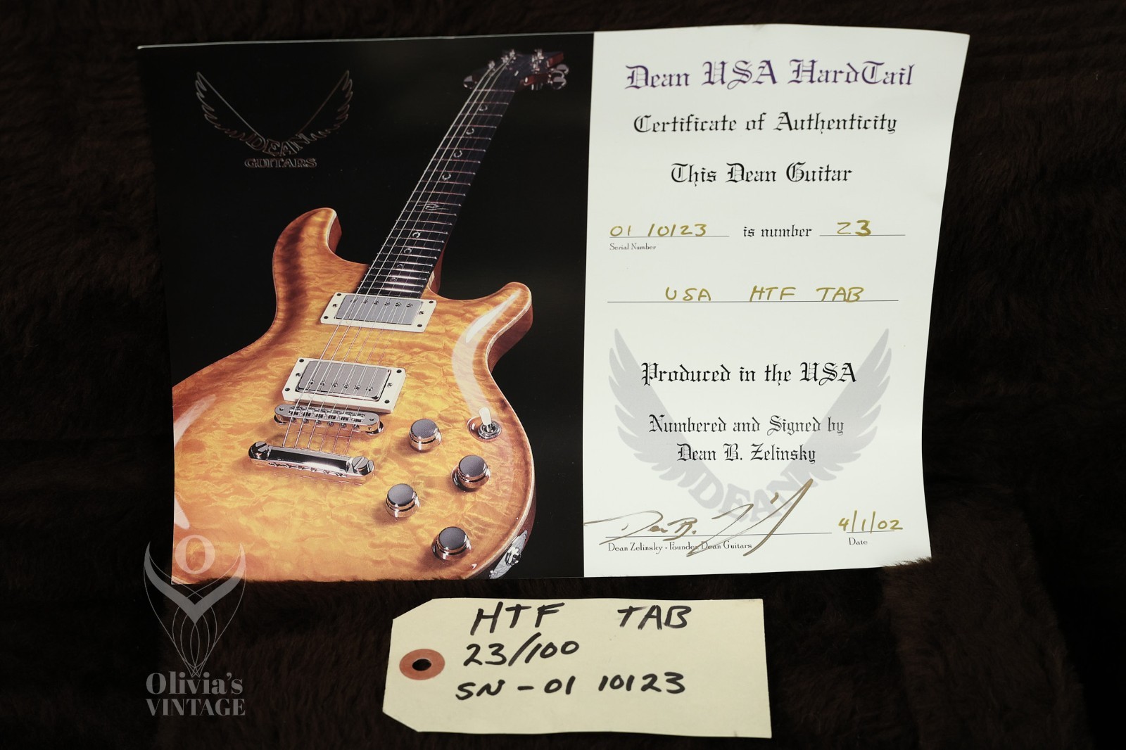 2002 Dean USA Hardtail Flame Maple Trans Amber Limited Edition w/ COA #23 of 100