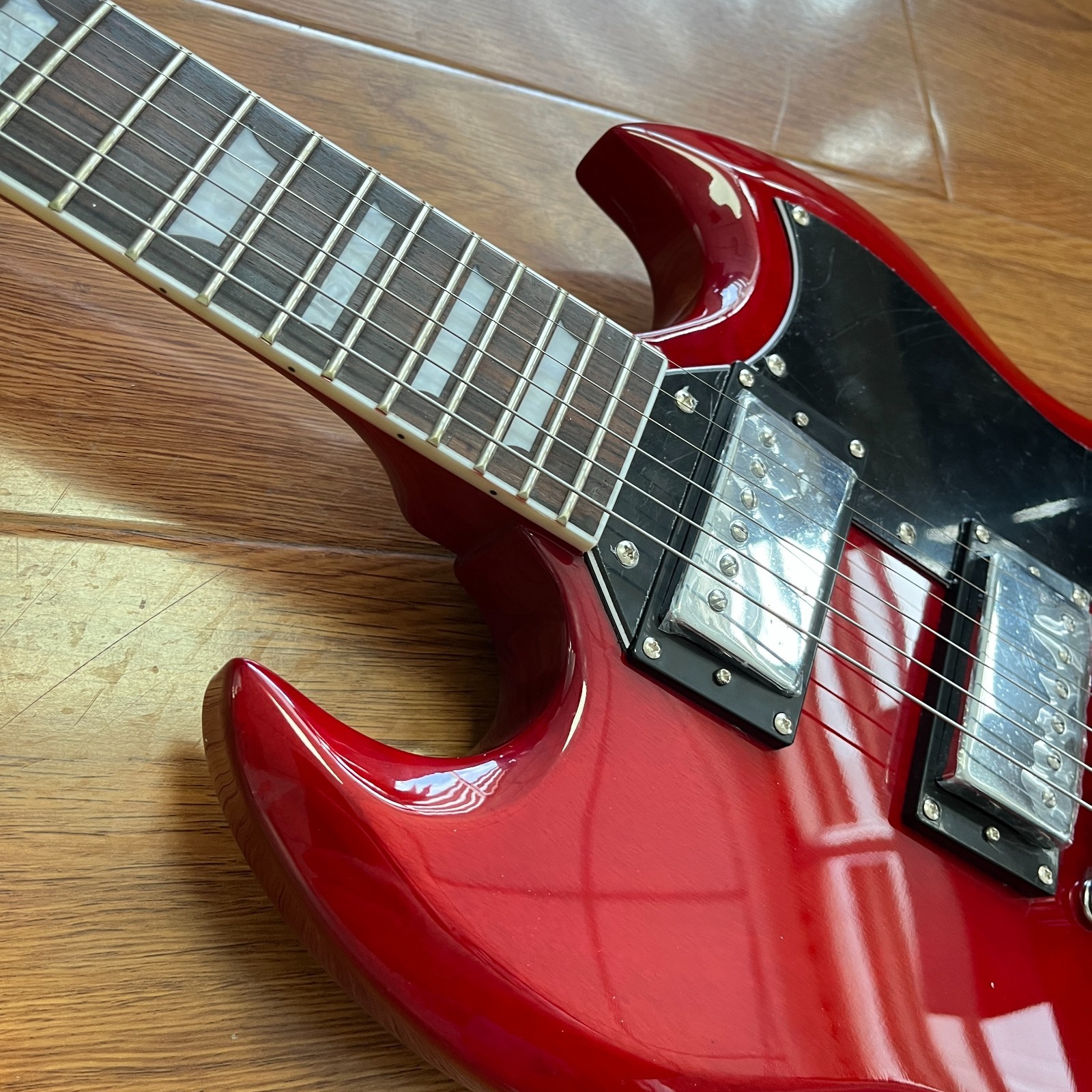 Custom Red SG Style Electric Guitar Rosewood Fingerboard Chrome Part