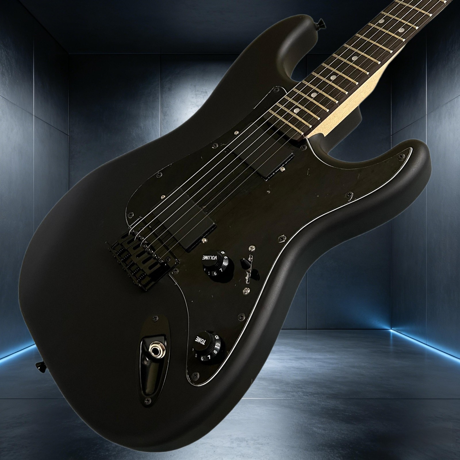 ST Electric Guitar Active Pickups Matte Black Color Rosewood Fretboard 22 Frets