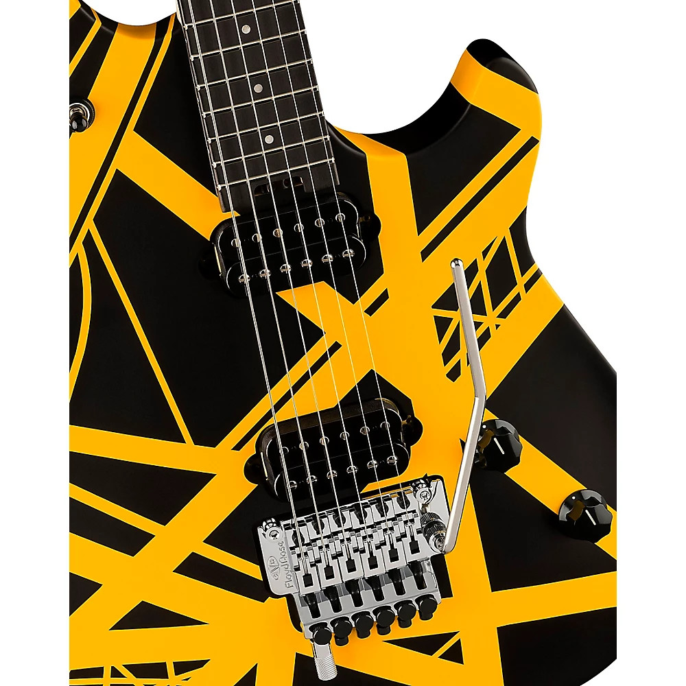 EVH Wolfgang Special Satin Striped Electric Guitar Satin Black and Yellow