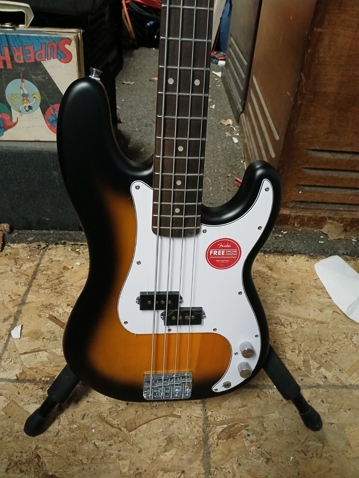 new model SATIN FINISH SQUIER by Fender guitar- new LUTHIER SET UP w/extras BASS