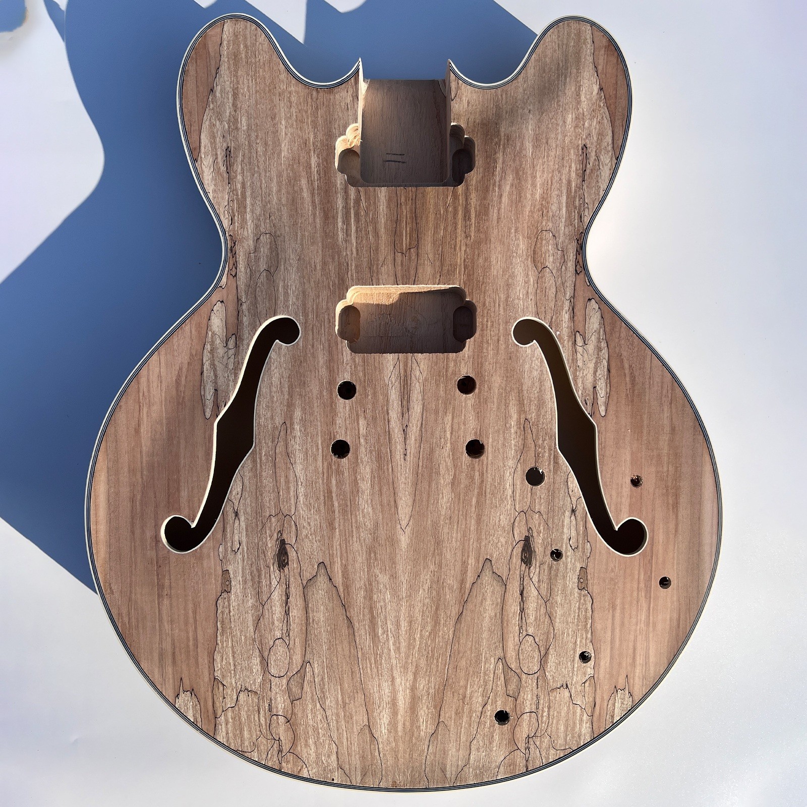 DIY Electric Guitar Kits Hollow Mahogany Neck Spalted Maple Top FREE SHIP