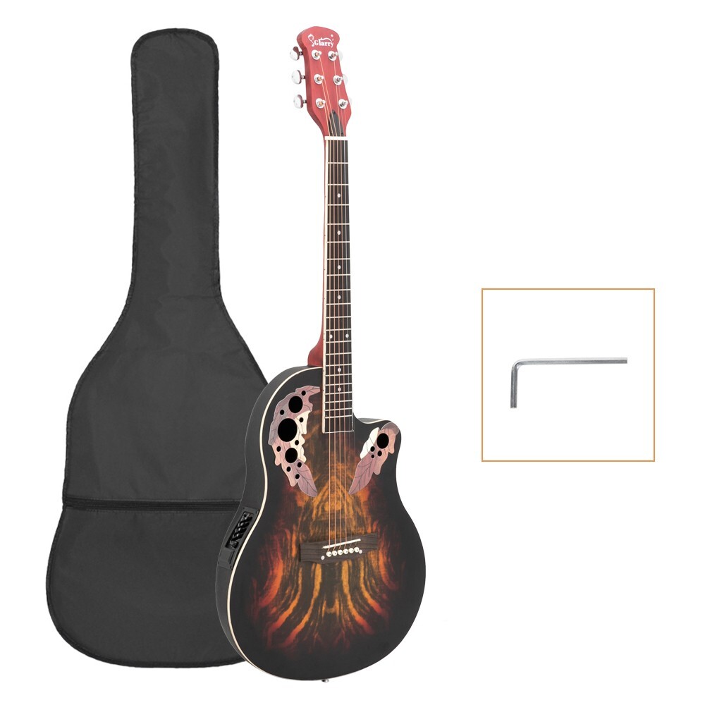 41″ Full-Size Cutaway Acoustic-Electric Guitar Grape Voice Hole 6 Strings w/Bag