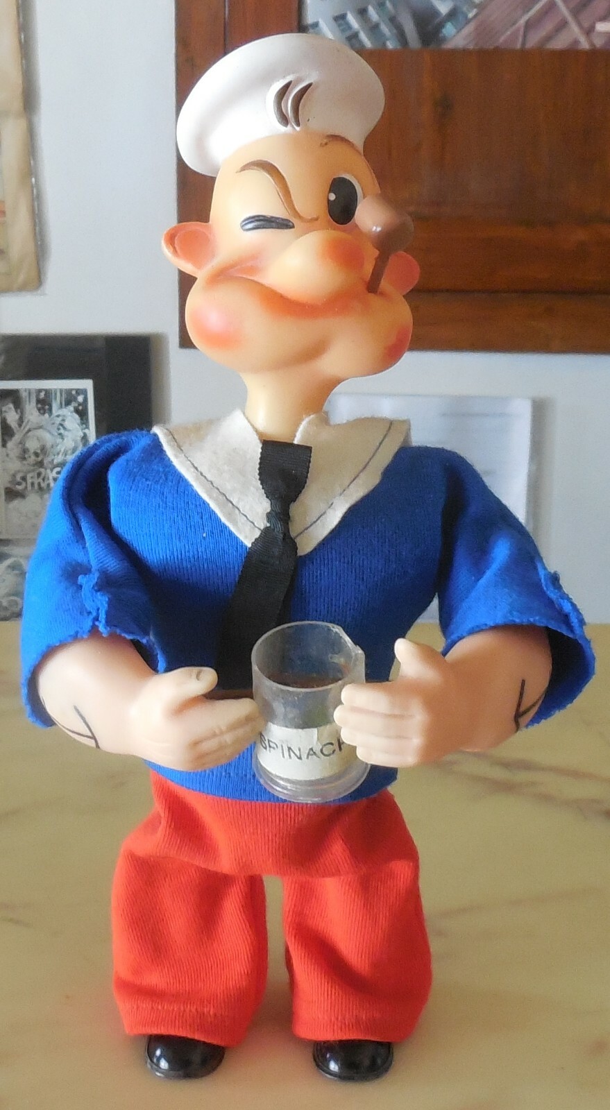 VINTAGE WIND UP RUBBER TIN TOY POPEYE MAX CARL 1967 AUTOMATE