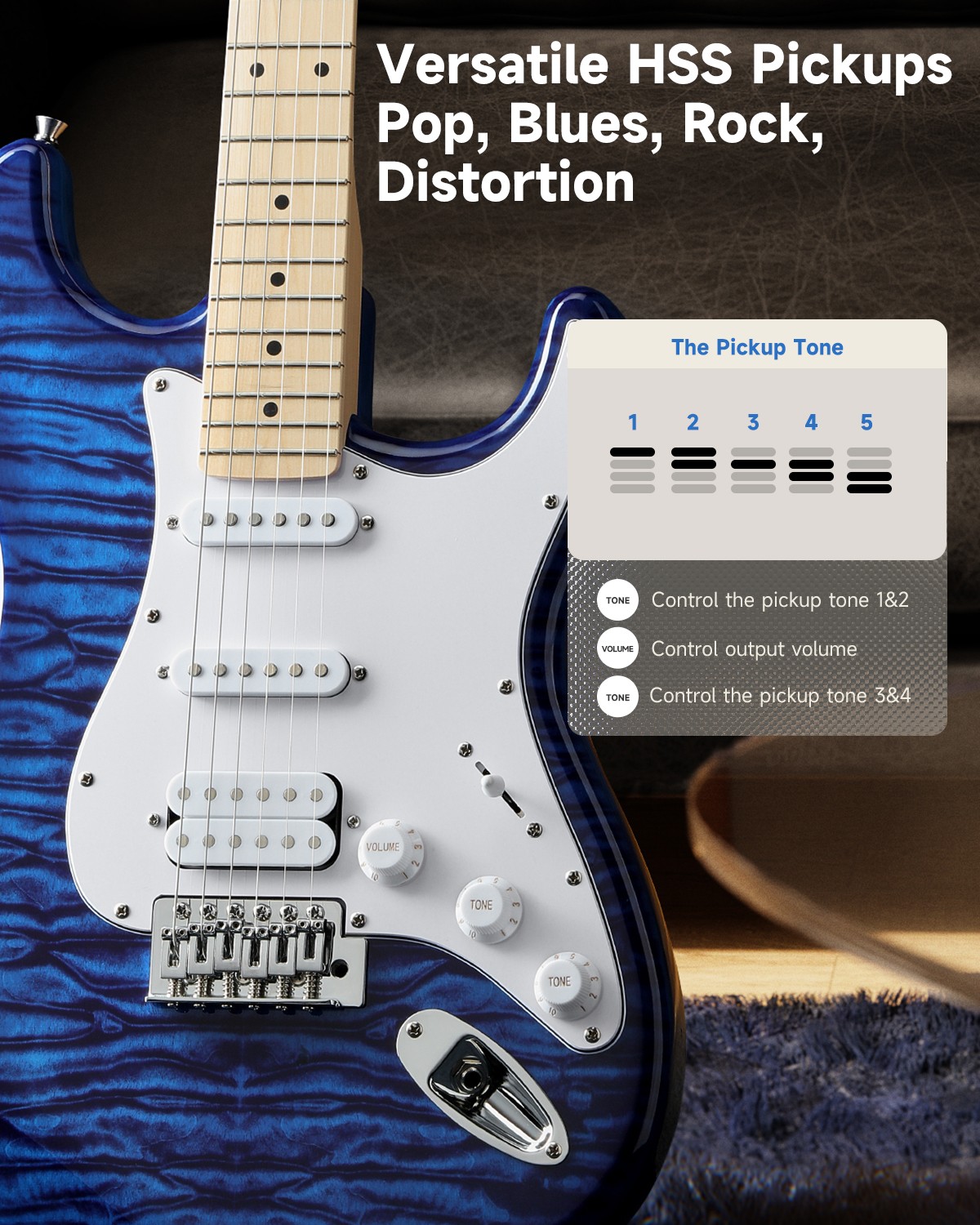 Donner DST-95 Electric Guitar Kit With Amp Solid Body Full Size | Indigo Blue
