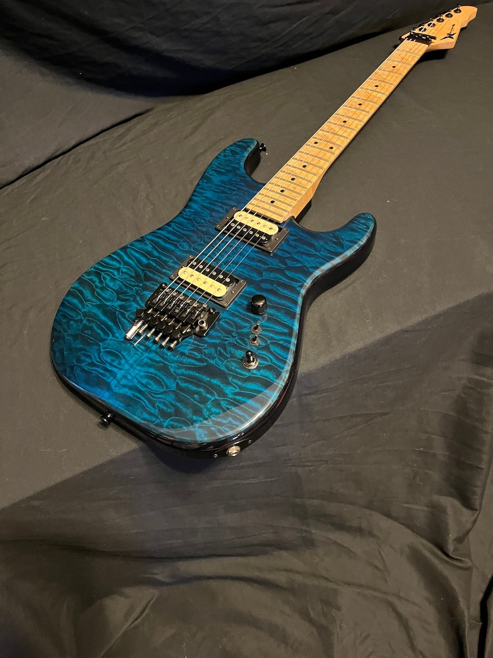 Wayne Charvel Guitars Exotic Rock Legend Blue Quilt Top Guitar W/OHSC