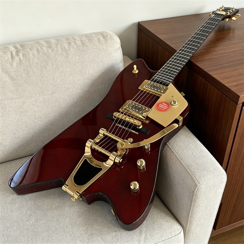 Ledux Thunderbird Red 6 Strings Electric Guitar Big Jazz Special Bridge Handmade
