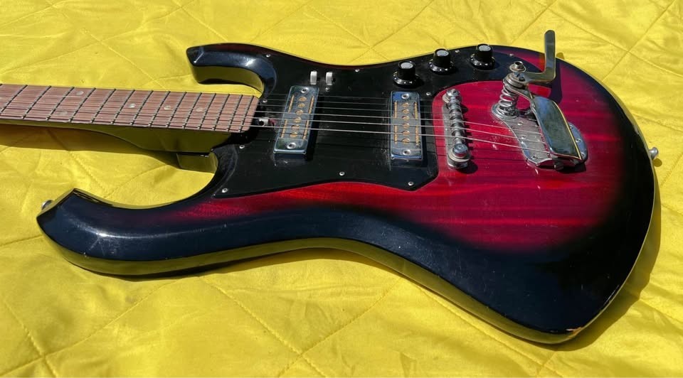 Vintage MIJ Electric Guitar – Kimberly/Teisco/Kawai Style – Red Black Milford CT