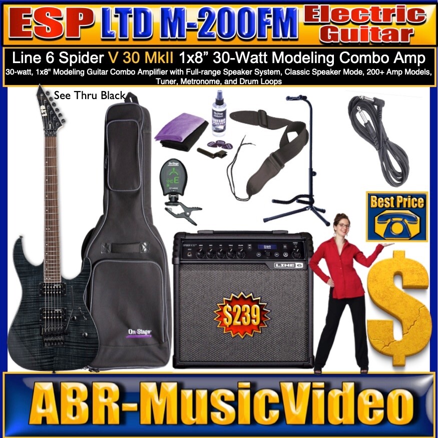 ESP LTD EC-1000T CTM 88 Electric Guitar (See Thru Black Cherry) LINE 6 V 30 MKII