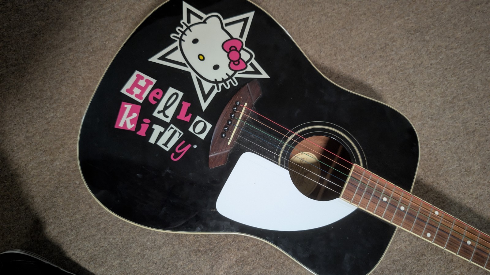 Vintage Hello Kitty Fender Squier Mini Black Acoustic Squier