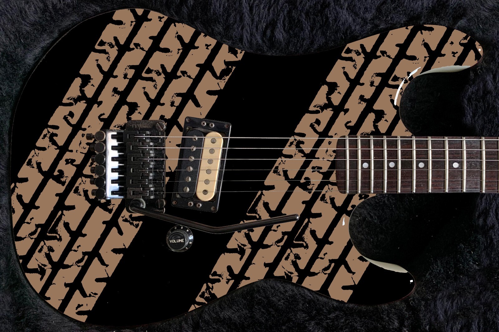 Guitar Skin Wrap Axe Re-Skin 80’s Metal Rock Honeymoon Suite Tire Treads – 1220