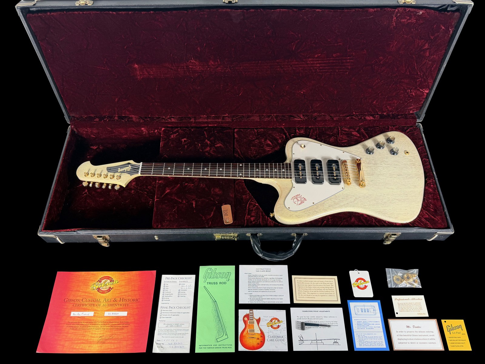 2003 GIBSON NON-REVERSE FIREBIRD CUSTOM SHOP TRIPLE SOAPBAR ~ TV WHITE
