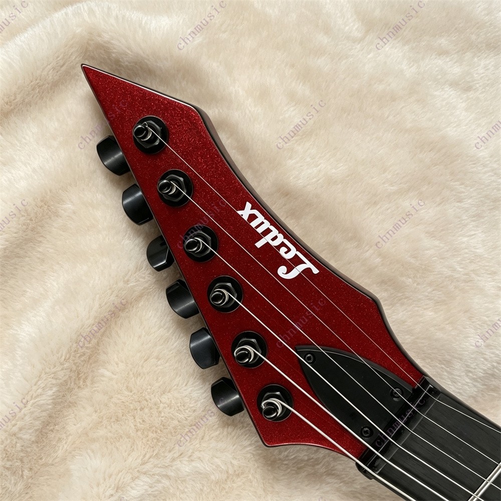 Solid Body Electric Guitar Warlock HH Pickup Fixed Bridge Metallic Red Fast Ship