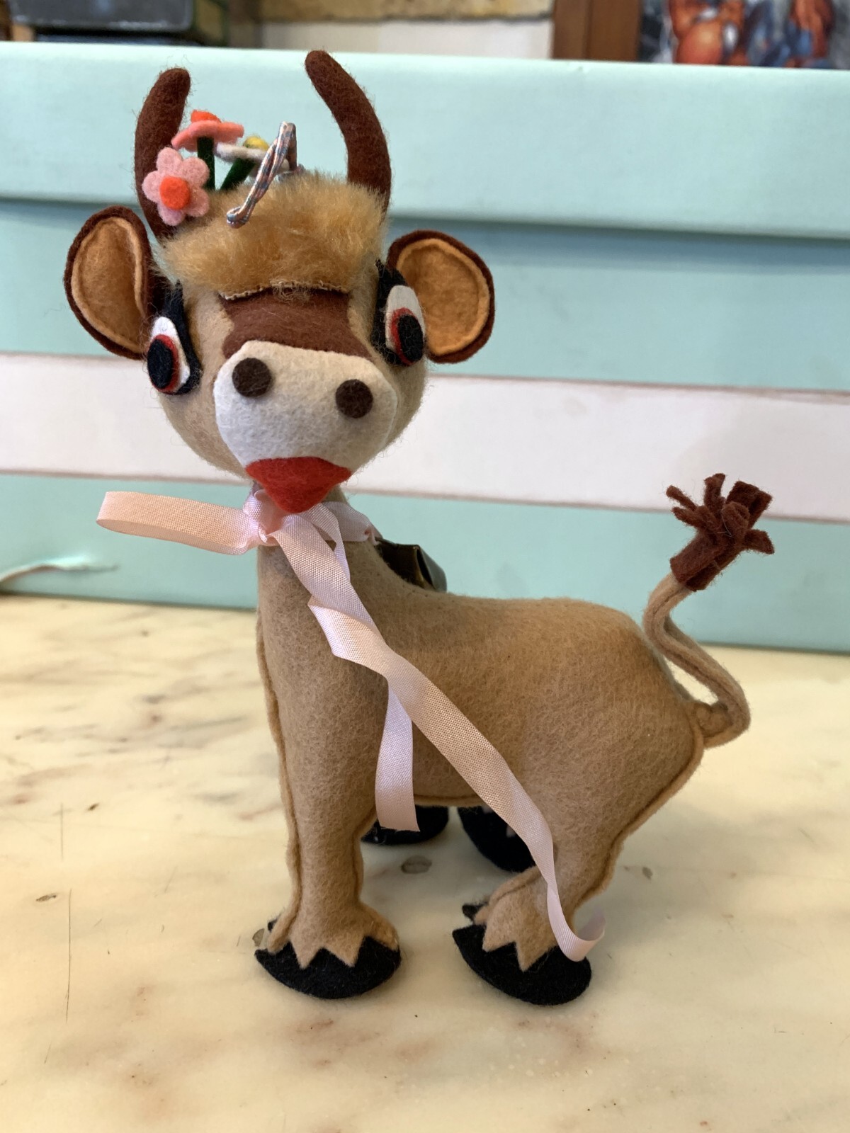 VINTAGE TOY DOLL FELT LENCI PANNOLENCI COW CRESBA LARS 1960s