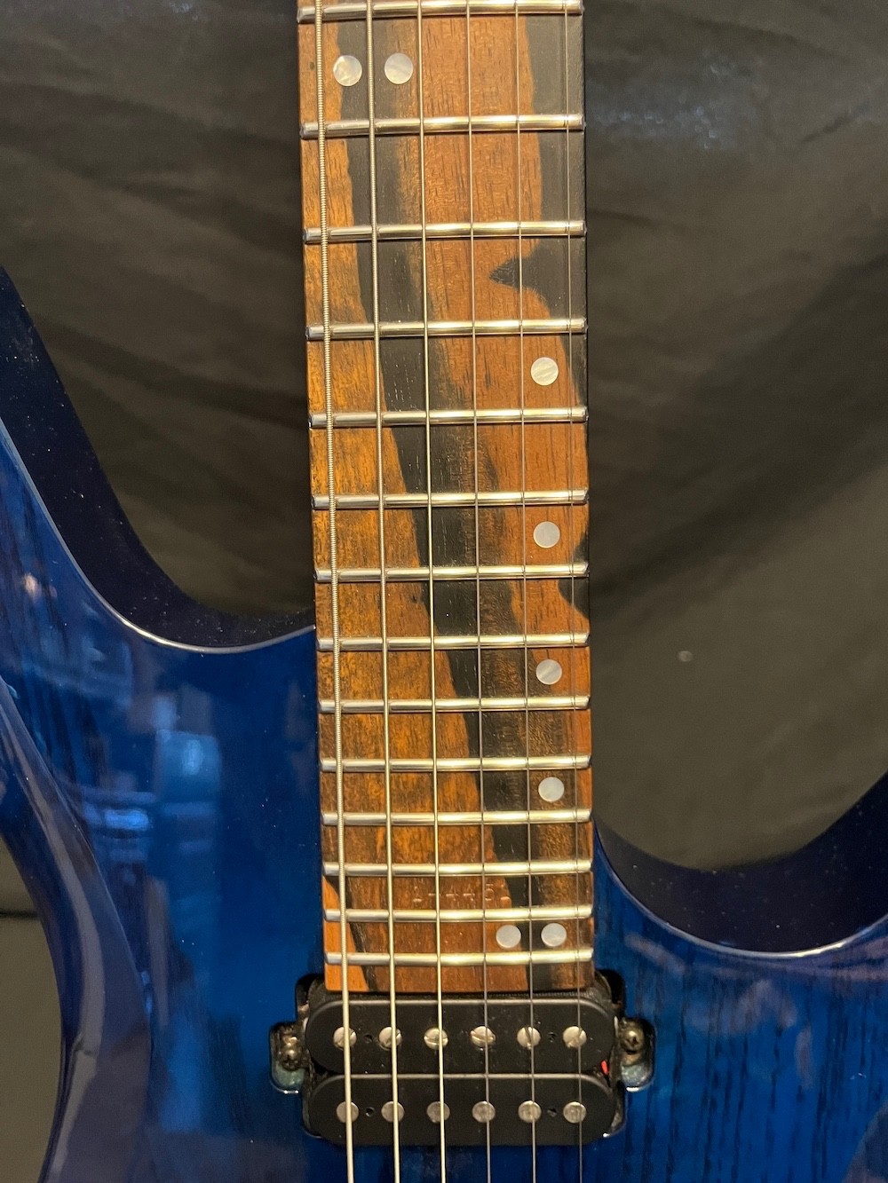 Kiesel Vanquish 6 Guitar See-Through Blue Swamp Ash-Zircote Board W/Case