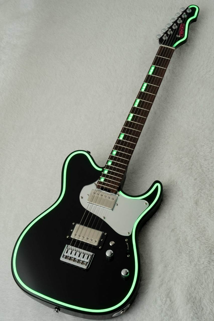 GrassRoots G-THROBBER-Neon Black Green Neon Electric Guitar From Japan