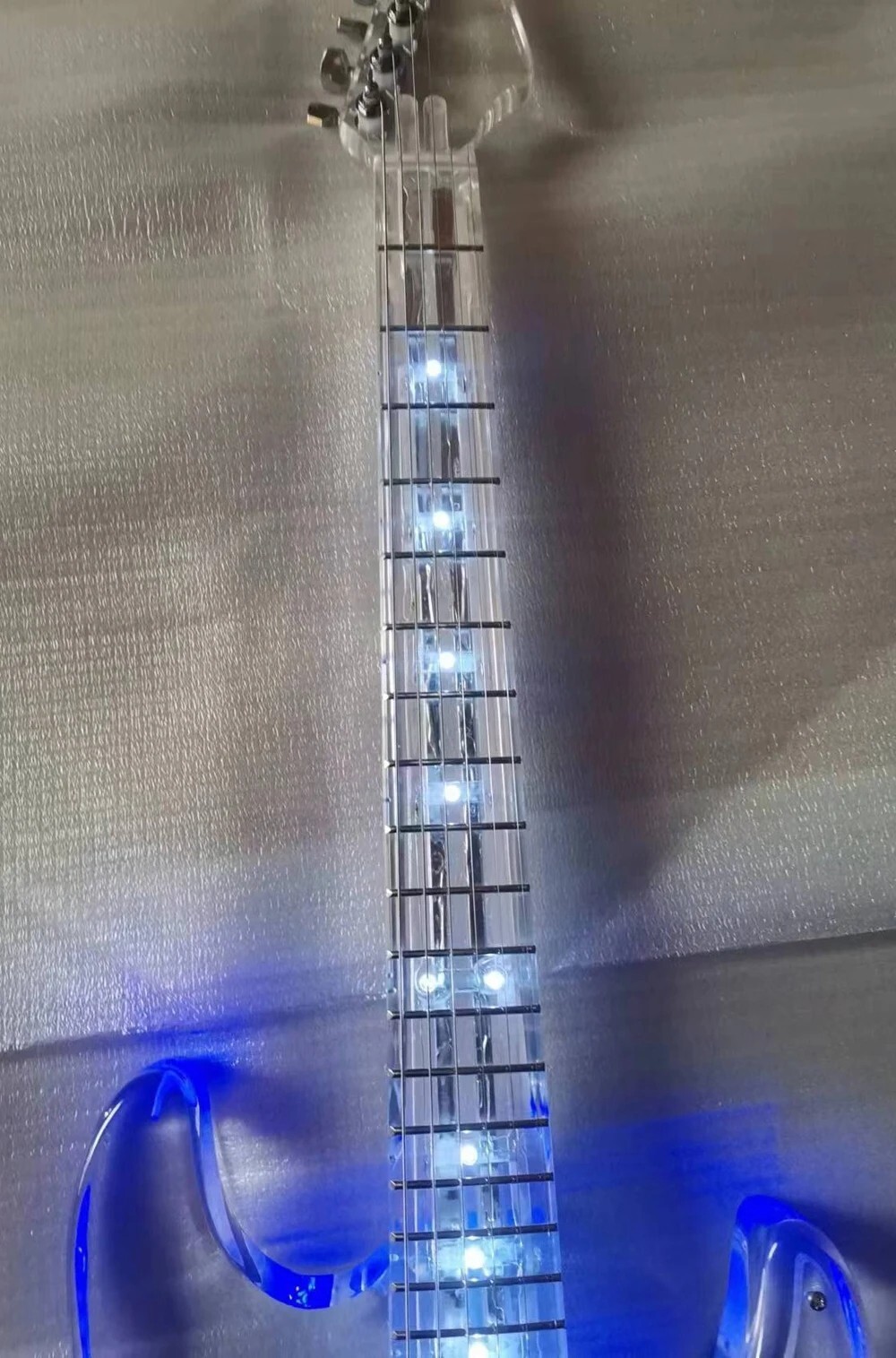 6-String Acrylic Electric Guitar Acrylic Fingerboard Single Blue Light Pickup*3