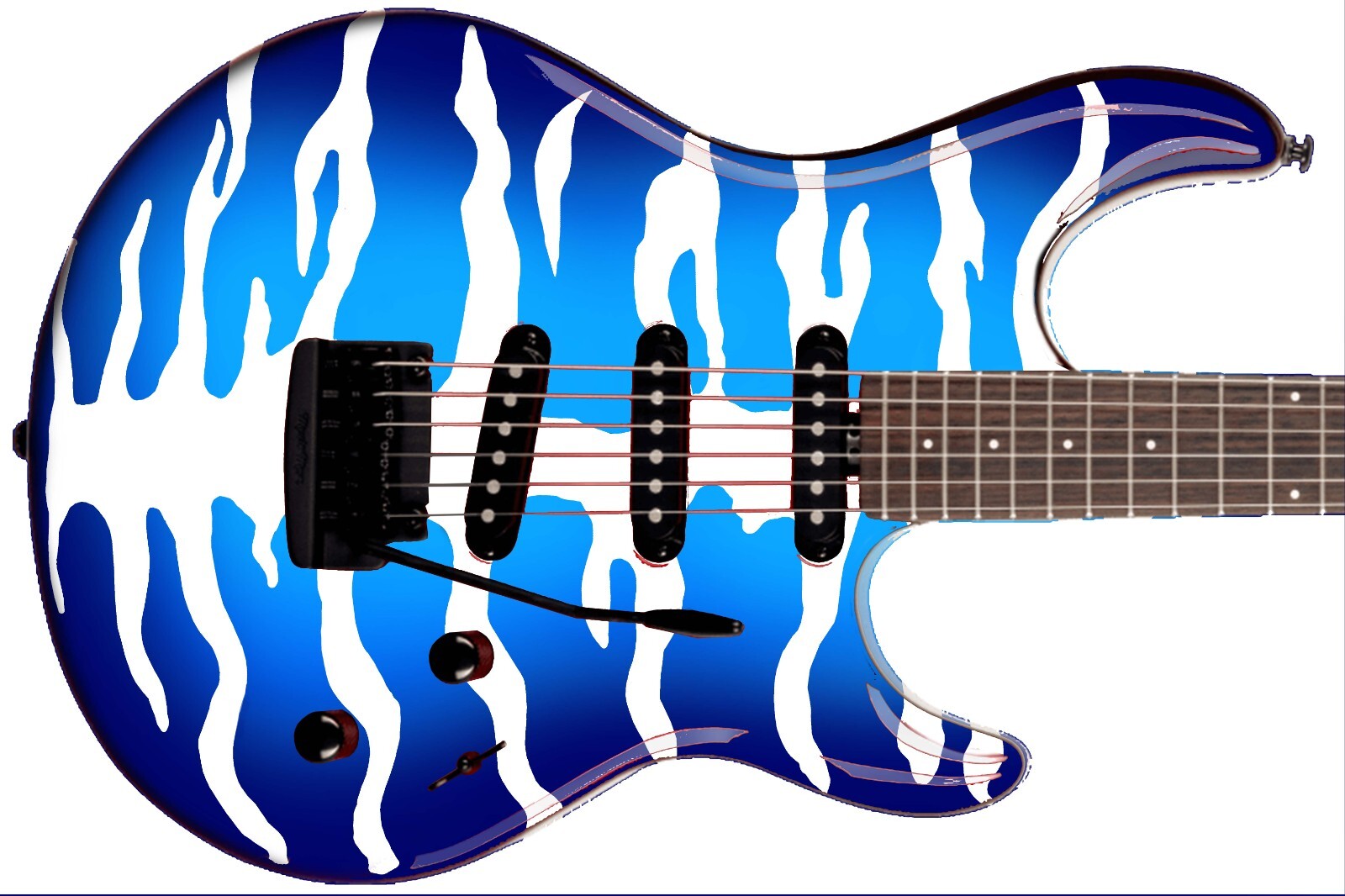Guitar Skin Axe Wrap Re-skin Bass Reface Blue White Bengal Tiger Stripes 1222