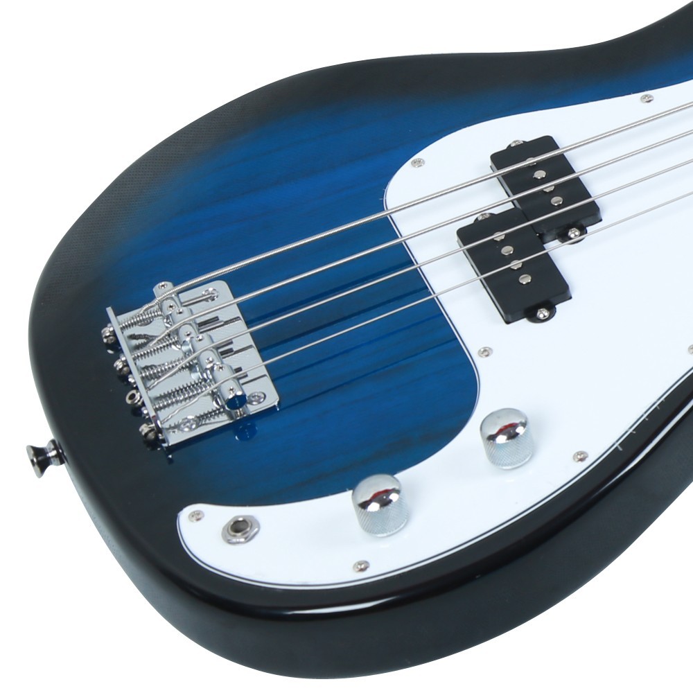 US 45″ Blue Electric Bass Guitar 4-Strings Full Size W/ Bag Strap Pick Cable