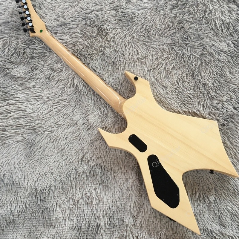 Solid Body Electric Guitar Natural Wood Finish HH Pickups Stainless Rounded Fret