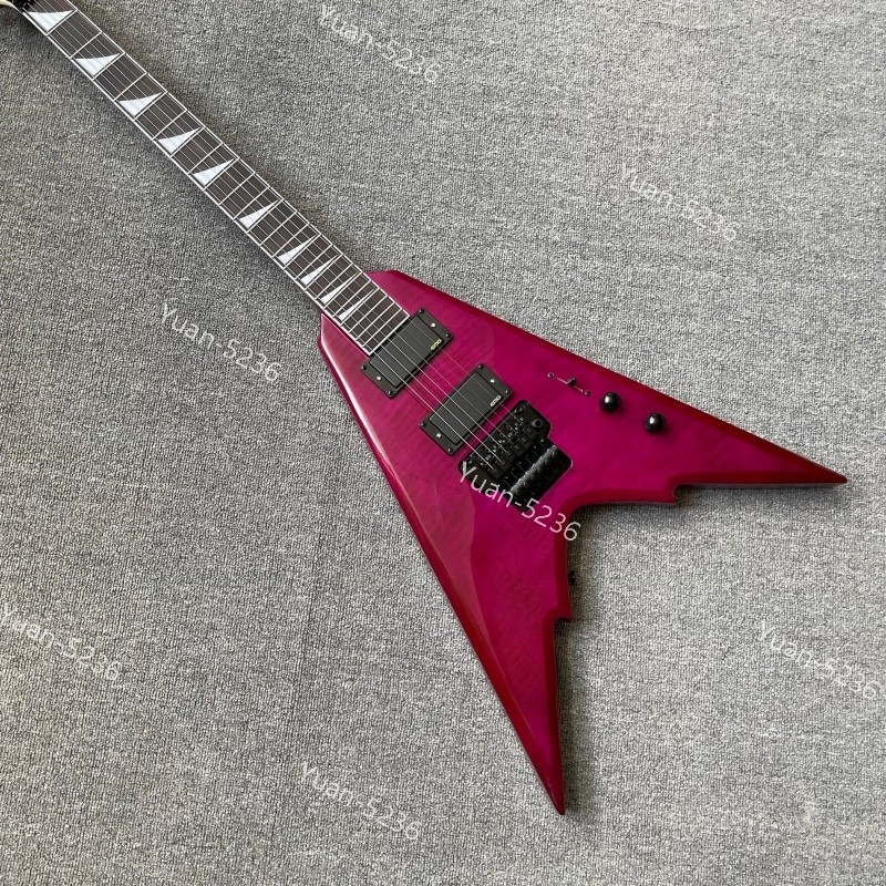 Solid Body Electric Guitar Trans Purple Flame H-H Active Pickups FR Bridge