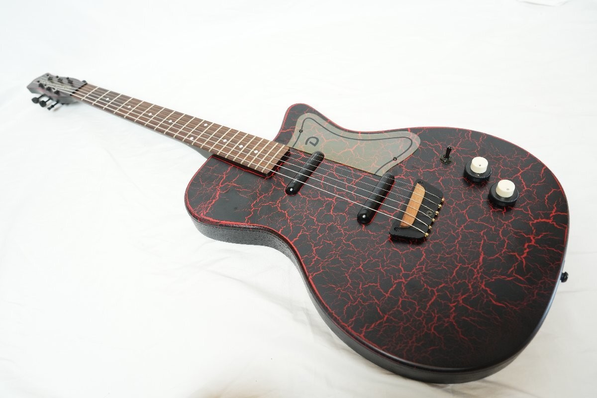 Electric Guitar Danelectro Matte Black & Red Crackle Rare Color SN 01659x