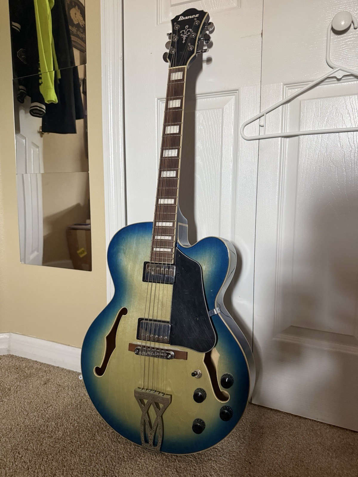Ibanez AF75-JBB Hollow Body Electric Guitar Blue 6-String Rosewood Right-Handed