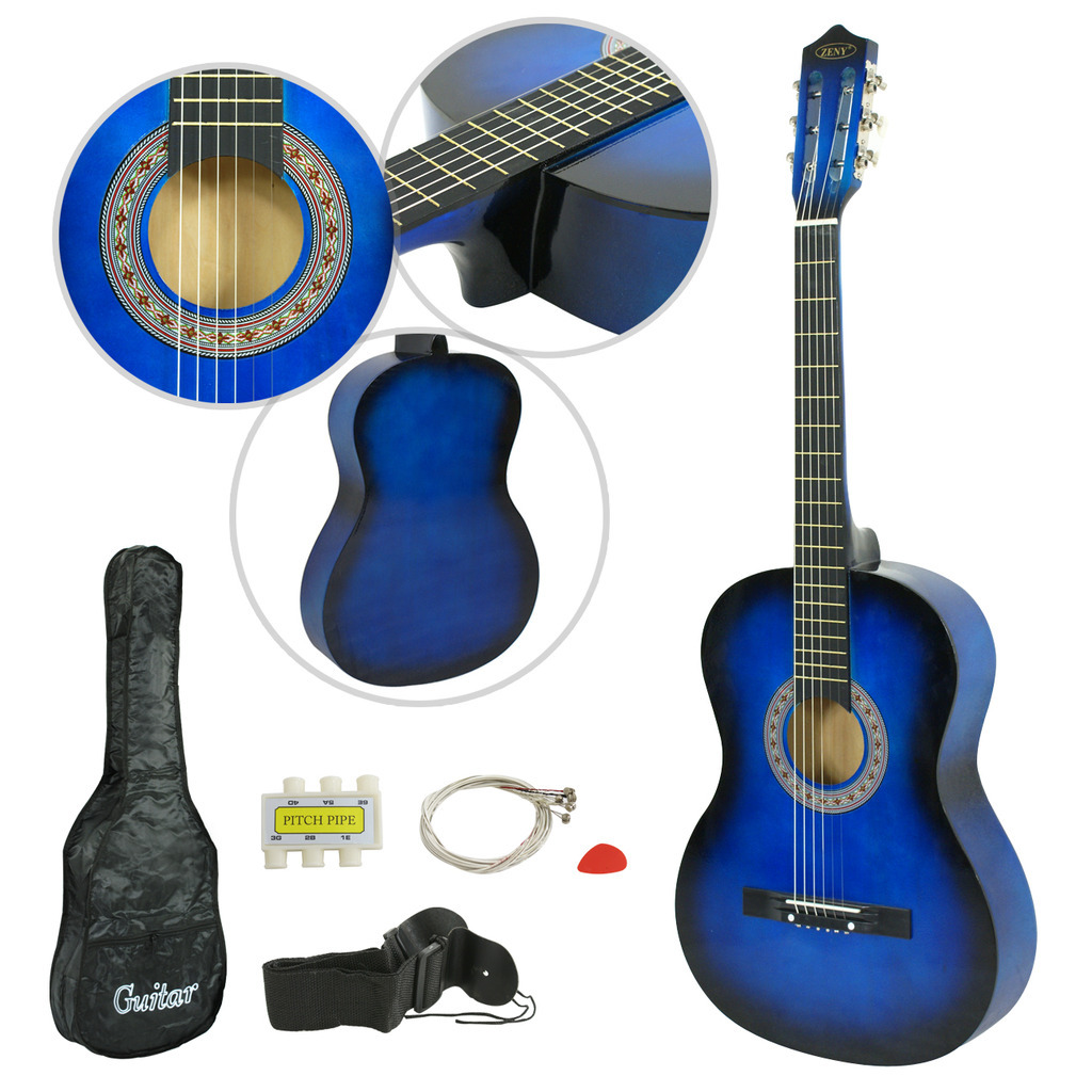 38″ Beginners Wooden Acoustic Guitar With Guitar Case, Strap, Tuner and Pick